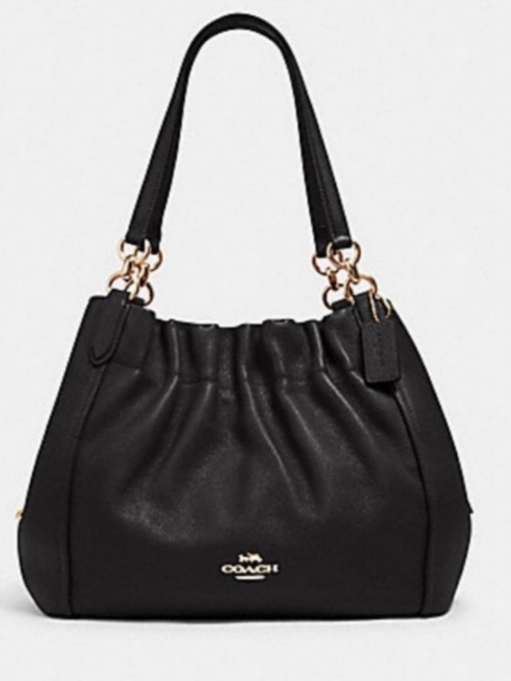Coach Maya  Black Leather Shoulder Bag with Gold Hardware